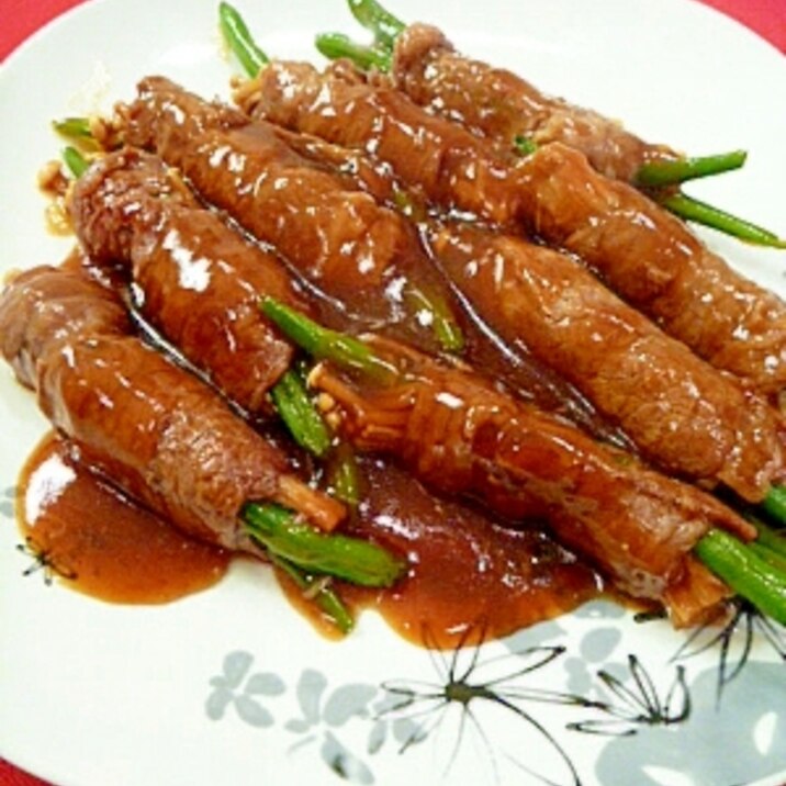 いんげんとえのき茸の牛肉巻き すき焼きあんかけ レシピ 作り方 By まめもにお 楽天レシピ いんげんとえのき茸の牛肉巻き すき焼きあんかけ レシピ 作り方 By まめもにお 楽天レシピ